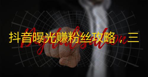 抖音曝光赚粉丝攻略，三步走法，让你秒变网红。