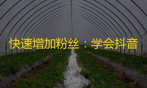 快速增加粉丝：学会抖音刷关注小技巧！